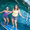Jo and Jess riding the waves at Universal