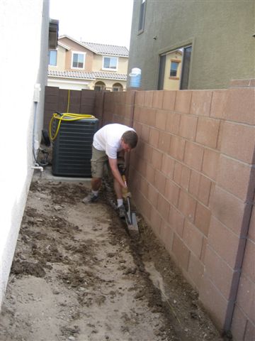 digging irrigation trench