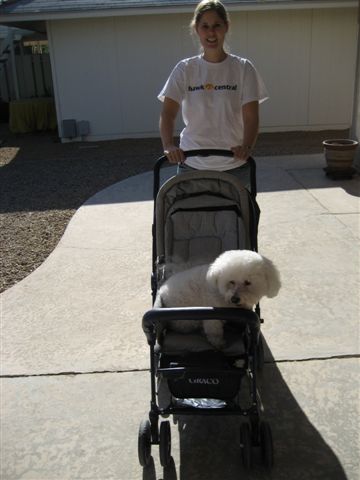 Jess taking Pepe for a walk